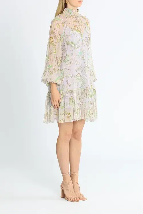 Alemais Marta Silk Crinkle Mini Dress Multi Print Size AU 10 - Image 2