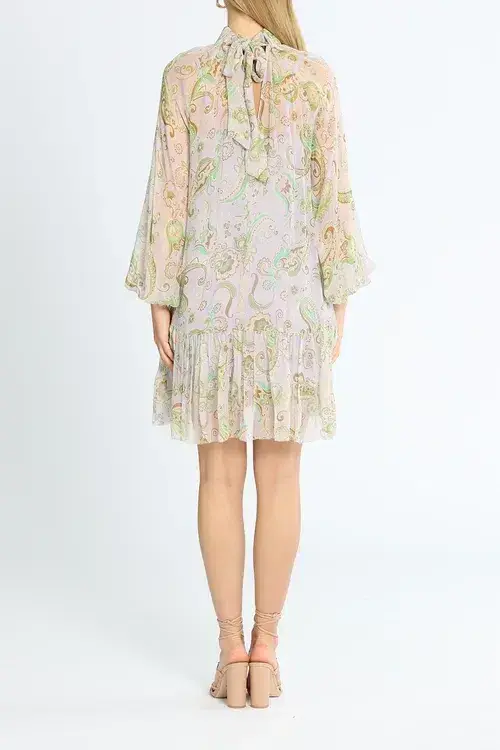 Alemais Marta Silk Crinkle Mini Dress Multi Print Size AU 10 for rent on The Volte - main image