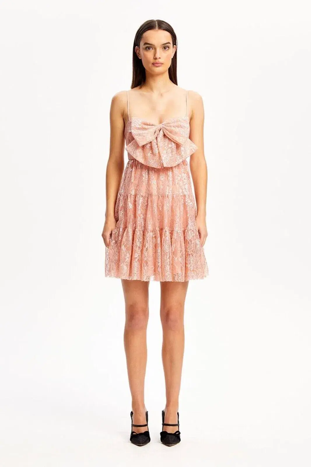 Alice McCall Slow Drives Bow Mini Dress Blush Size 12 for rent on The Volte - main image