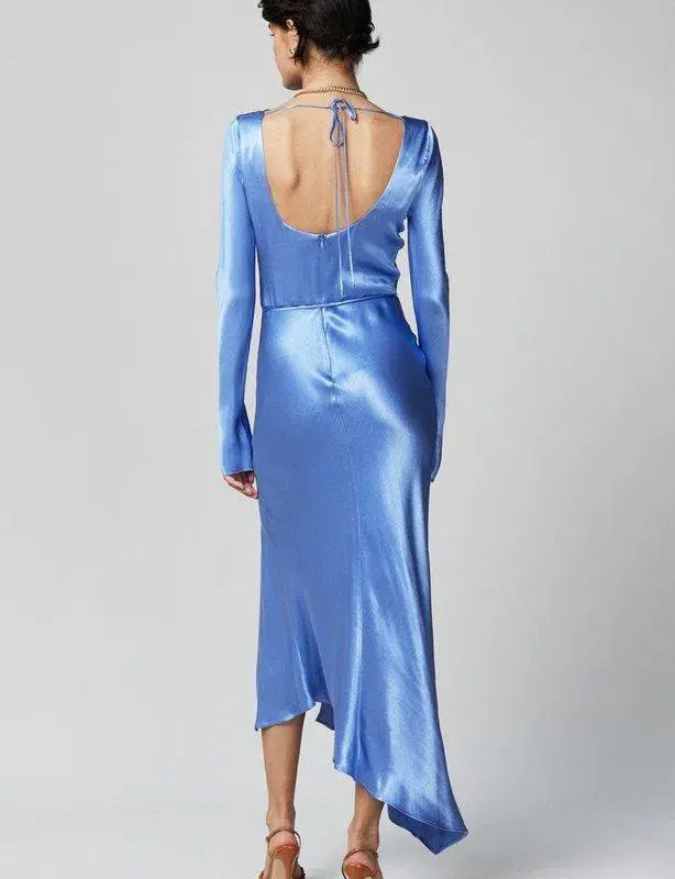 Bec & Bridge Delphine Long Sleeve Midi Dress Cornflower Blue Size 8 for rent on The Volte - main image