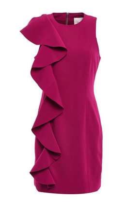 Cinq a Sept Kimberlin Ruffled Brushed Crepe Mini Dress Magenta Size 10 for rent on The Volte - image 3