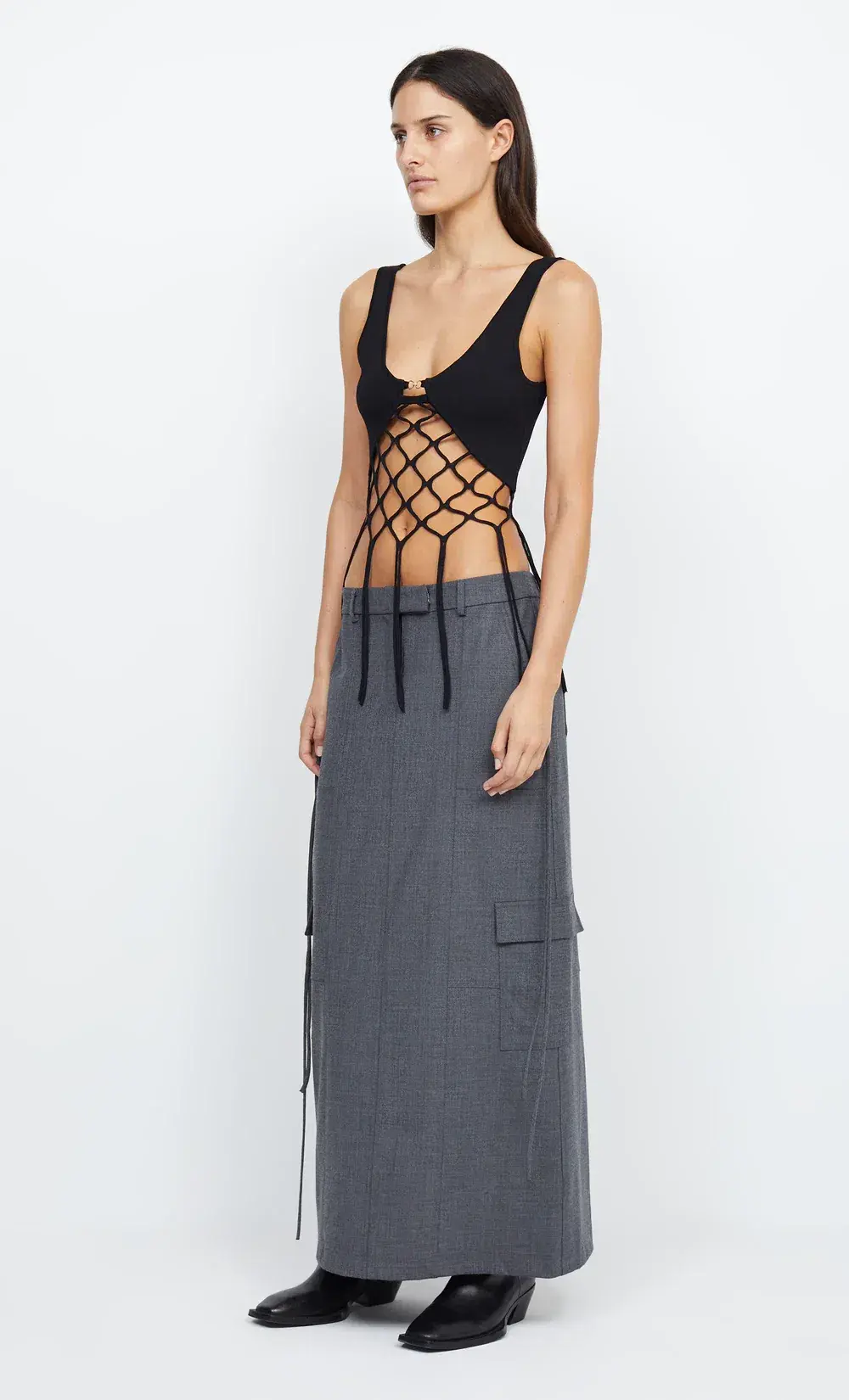 Bec & Bridge Aria Knit Cropped Top Black Size 8 for rent on The Volte - main image