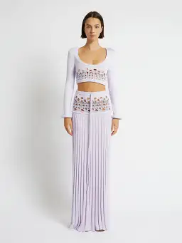 Christopher Esber Crochet Scoop Neck Long Sleeve Crop And Skirt Lilac Size 6 for rent on The Volte - image 1