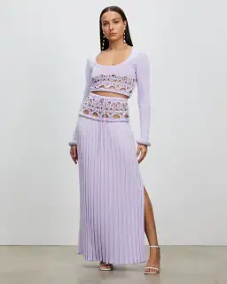 Christopher Esber Crochet Scoop Neck Long Sleeve Crop And Skirt Lilac Size 6 for rent on The Volte - image 3