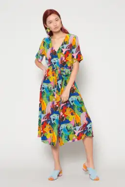 Gorman Dark Mermaid Technology Midi Silk Dress Multi Size 6 for rent on The Volte - image 1