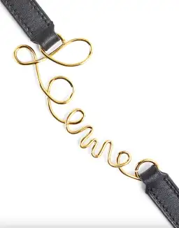 Loewe Word Leather Logo Belt Black and Gold Size 6 for rent on The Volte - image 4