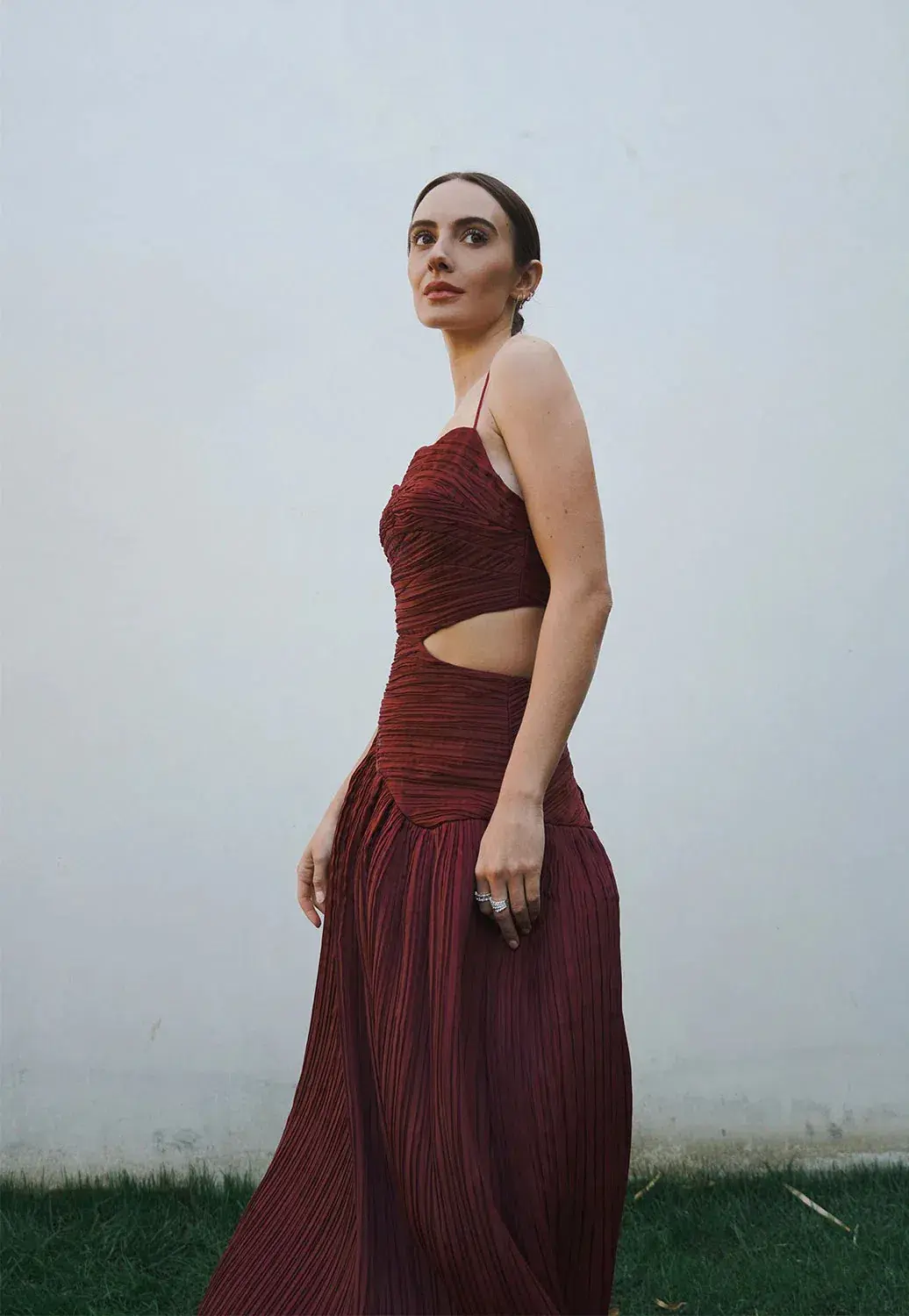 Aje Laurier Wave Maxi Dress Burgundy Size 12 / L for rent on The Volte - main image