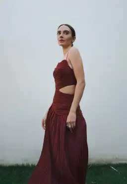 Aje Laurier Wave Maxi Dress Burgundy Size 12 / L for rent on The Volte - image 4