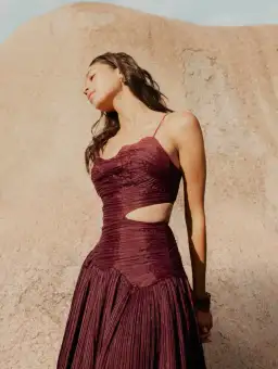 Aje Laurier Wave Maxi Dress Burgundy Size 12 / L for rent on The Volte - image 5