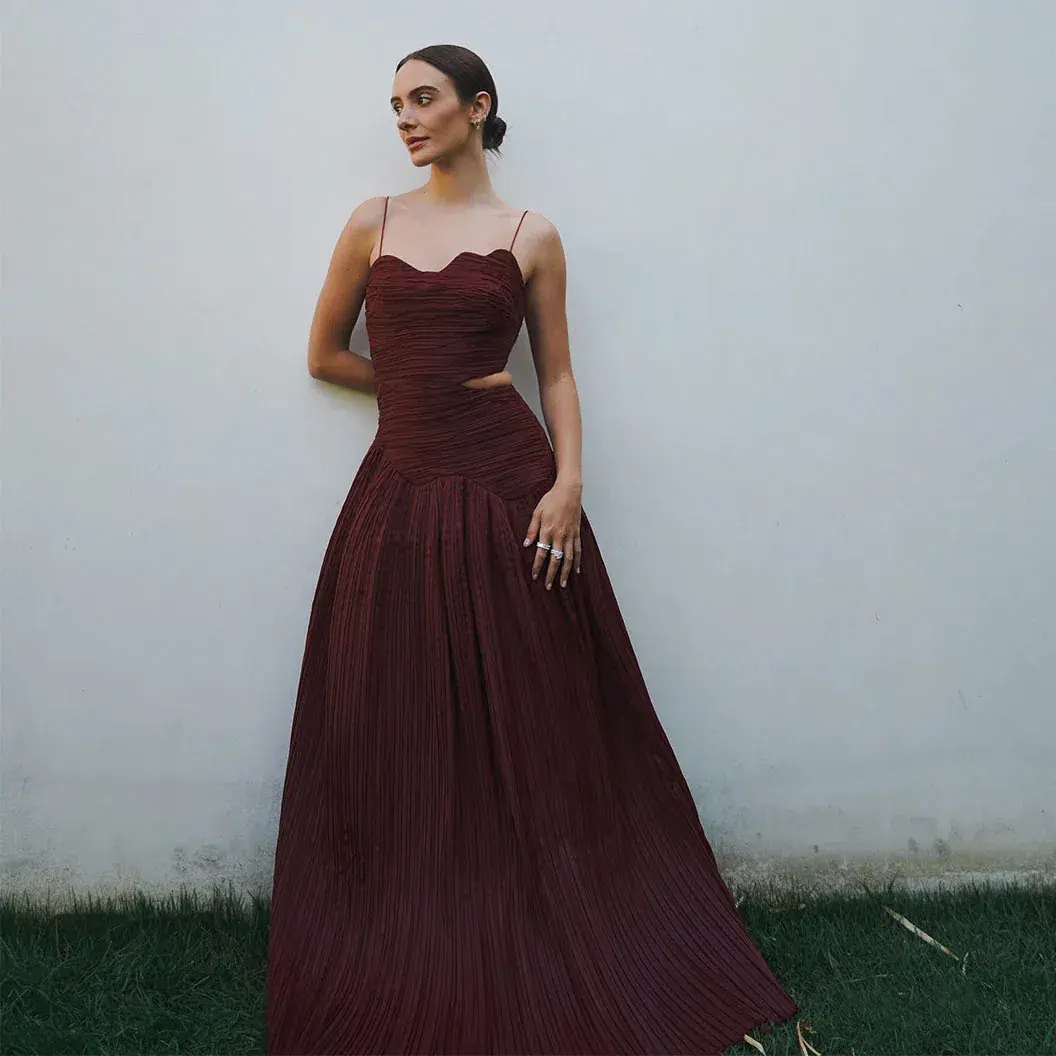 Aje Laurier Wave Maxi Dress Burgundy Size 12 / L for rent on The Volte - main image