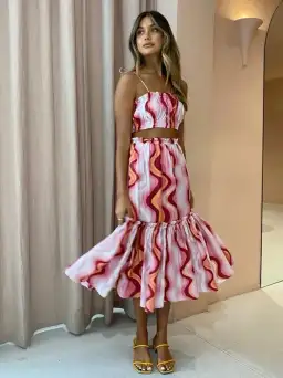 Steele Cameron Bustier And Austin Skirt Set Groovy Print Skirt M / Top L for rent on The Volte - image 1