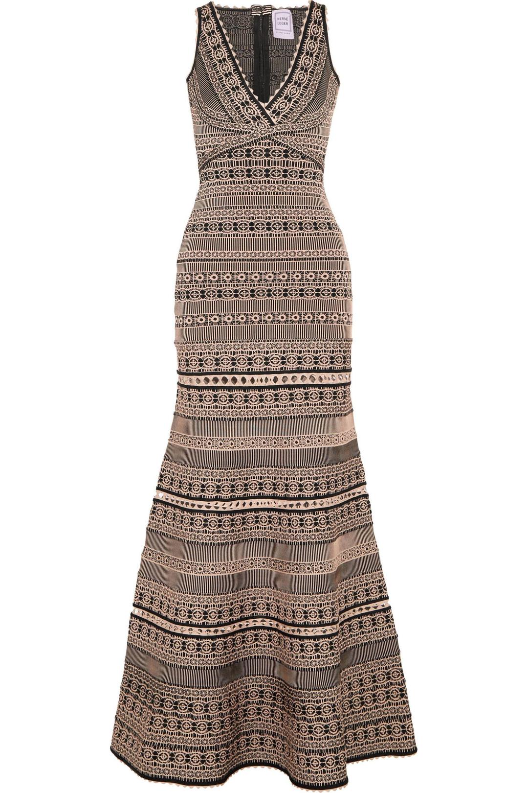 Herve Leger Regina Jacquard Knit Bandage Gown Size 8 for rent on The Volte - main image