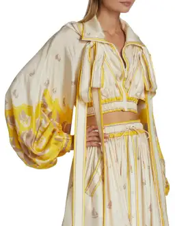 Zimmermann High Tide Cropped Jacket & Skirt Set Yellow Sailboats Size 0/Au 8 for rent on The Volte - image 3