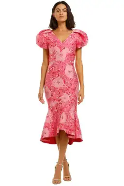 Love Honor Argento Midi Dress Floral Pink Size 8 for rent on The Volte - image 1