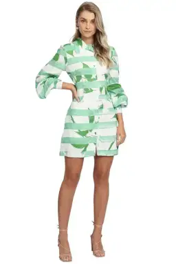 LEO LIN Rose Blanche Mini Dress Green Multi Print size 8 for rent on The Volte - image 1