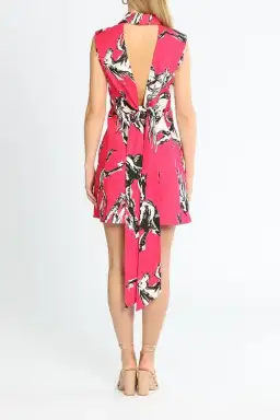 Leo Lin Wild Horses Mini Dress Deep Pink Print Size 10 for rent on The Volte - image 3
