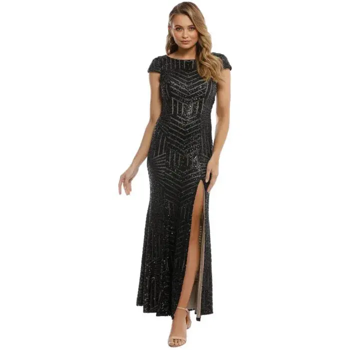 L'amour Karla Sequin Gown Black Size 16 - Image 1