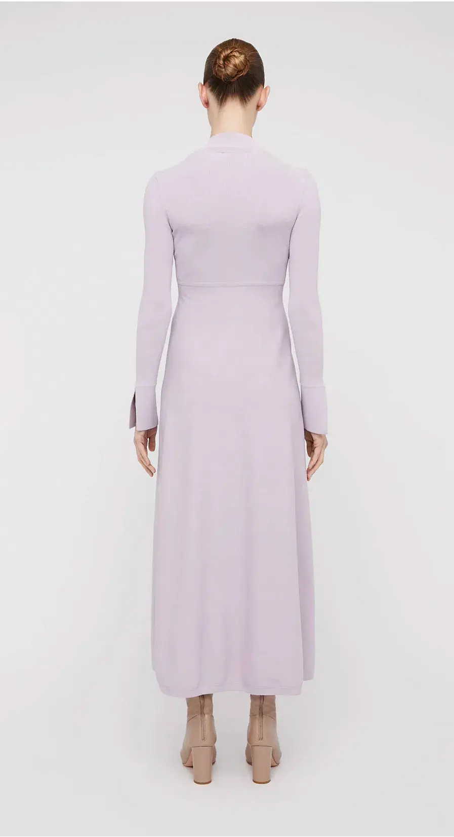 Scanlan Theodore Crepe Knit Button Polo Dress Pale Mauve Size 8 for rent on The Volte - main image
