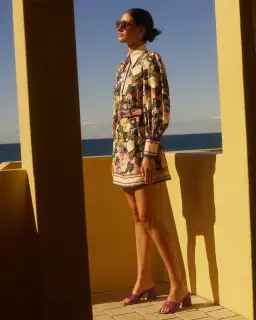 Zimmermann Coaster Long Sleeve Tunic Mini Dress Mayflower Black Floral Print Size 2 / AU 12 for rent on The Volte - image 1