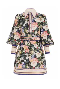 Zimmermann Coaster Long Sleeve Tunic Mini Dress Mayflower Black Floral Print Size 2 / AU 12 for rent on The Volte - image 2