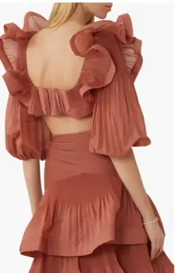 Zimmermann Ruffled Cropped Bodice and Pleated Tiered Skirt Set Aragon Size 1 / AU 10 for rent on The Volte - image 2