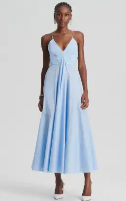 Scanlan Theodore Parachute Strappy Dress in Tinted Blue Size 6 / XS