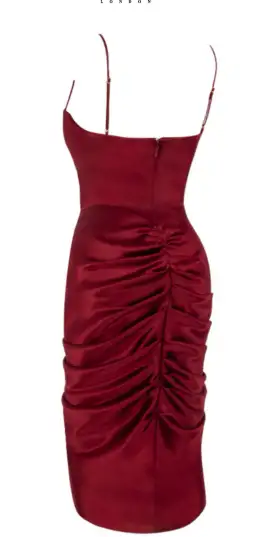 House of CB Nera Satin Draped Corset Dress Wine Size 6 for rent on The Volte - image 5