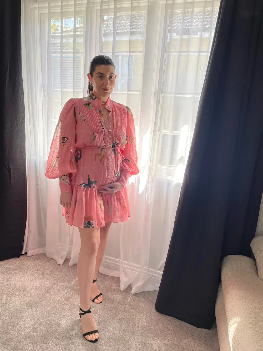 Alemais Cleo Smock Mini Dress Pink/Print Size 10 for rent on The Volte - main image