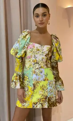 Alemais Matilde Puff Sleeve Mini Dress In Multi 12 for rent on The Volte - image 2