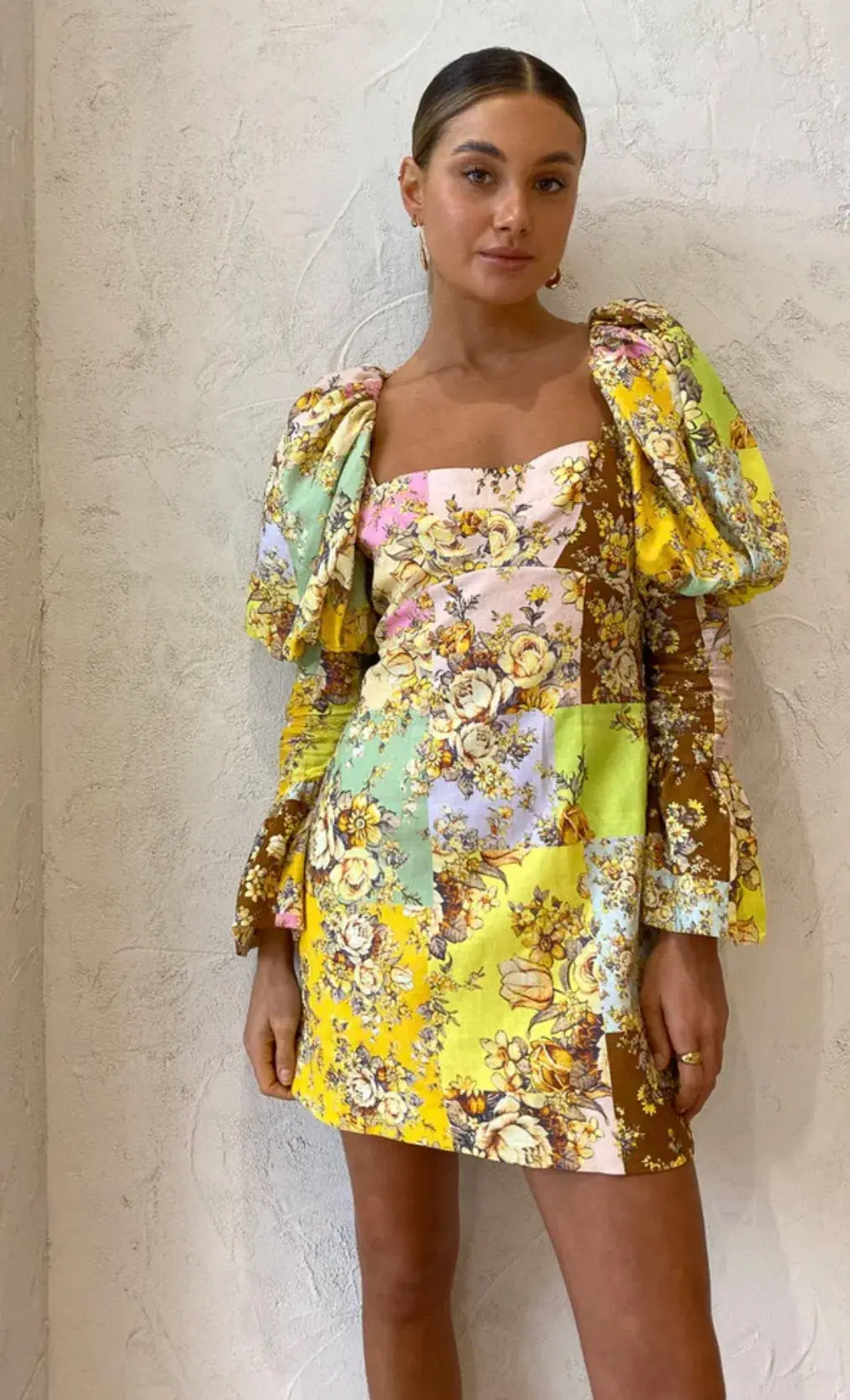 Alemais Matilde Puff Sleeve Mini Dress In Multi 12 for rent on The Volte - main image