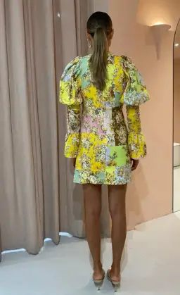 Alemais Matilde Puff Sleeve Mini Dress In Multi 12 for rent on The Volte - image 3