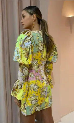 Alemais Matilde Puff Sleeve Mini Dress In Multi 12 for rent on The Volte - image 4