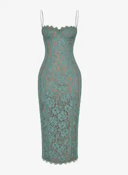House Of Cb Joelle Forest Lace Midi Dress Green Size 8 for rent on The Volte - image 4