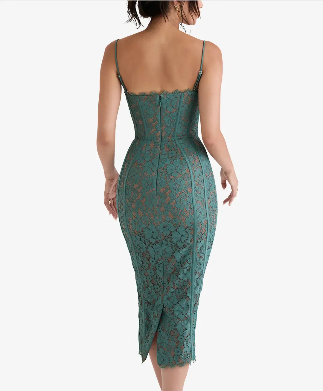 House Of Cb Joelle Forest Lace Midi Dress Green Size 8 for rent on The Volte - main image
