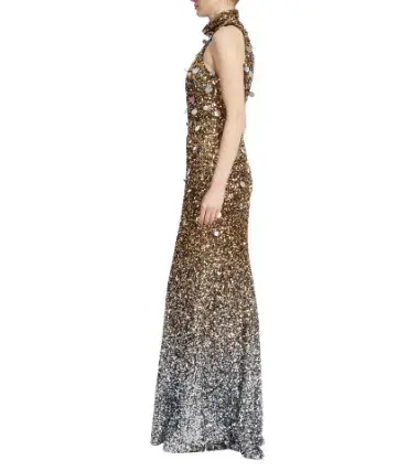 Badgley Mischka Ombre Sequined Gown Size 10 for rent on The Volte - main image