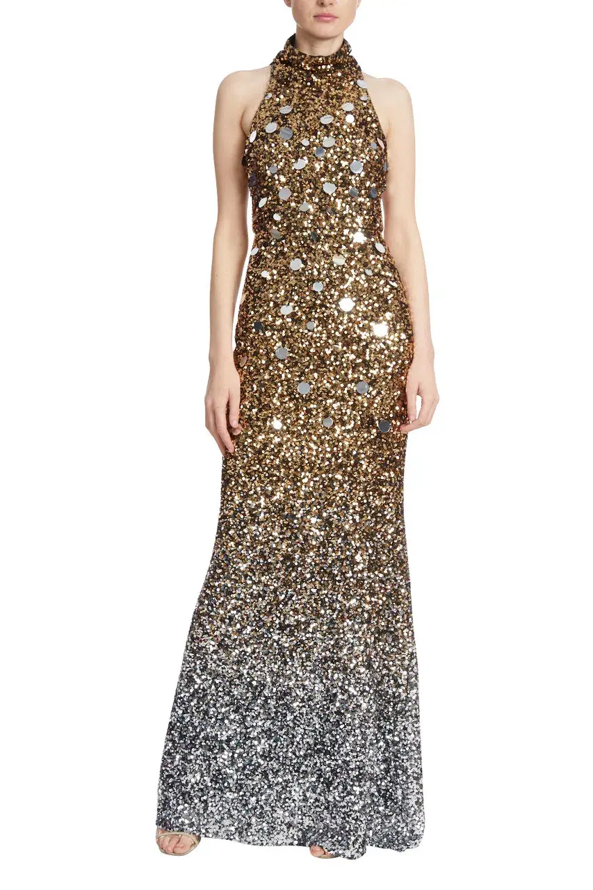 Badgley Mischka Ombre Sequined Gown Size 10 for rent on The Volte - main image