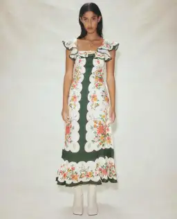 Alemais Elisabetta Ruffle Midi Dress Multi Size AU 8 for rent on The Volte - image 1