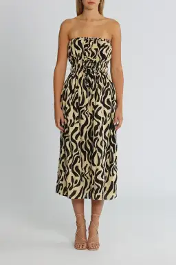 Faithful The Brand Midi Dress Print Size AU 8