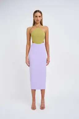 By Johnny The Fresco Halter Maxi Dress Lilac/Green Size 12 for rent on The Volte - image 1