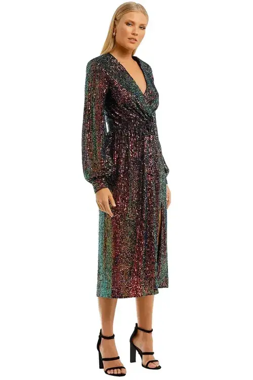 Rebecca Vallance Roxbury Long Sleeve Midi Multi Size 8 for rent on The Volte - main image