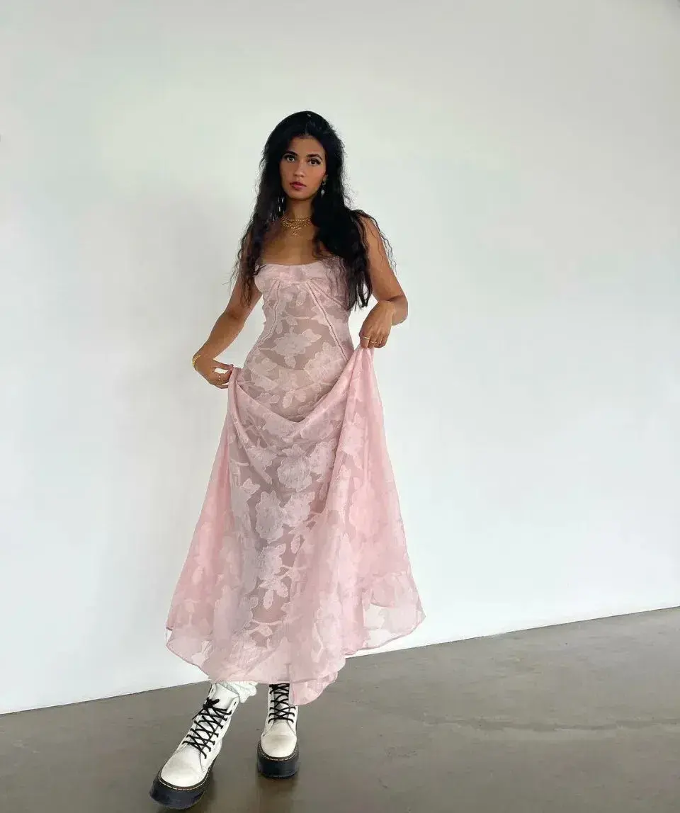 House of CB Seren Dress Pink Size 8 for rent on The Volte - main image