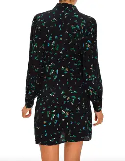 Ganni Printed Crepe Floral Shirt Mini Dress Black/Verdant Green Print Size 12 for rent on The Volte - image 5
