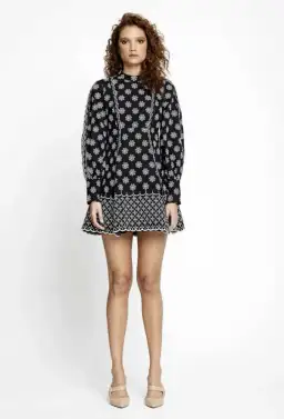 Alice Mccall Black Angels Sleeve Mini Dress Black/White Print Size 10