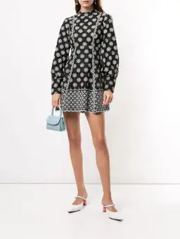 Alice Mccall Black Angels Sleeve Mini Dress Black/White Print Size 10