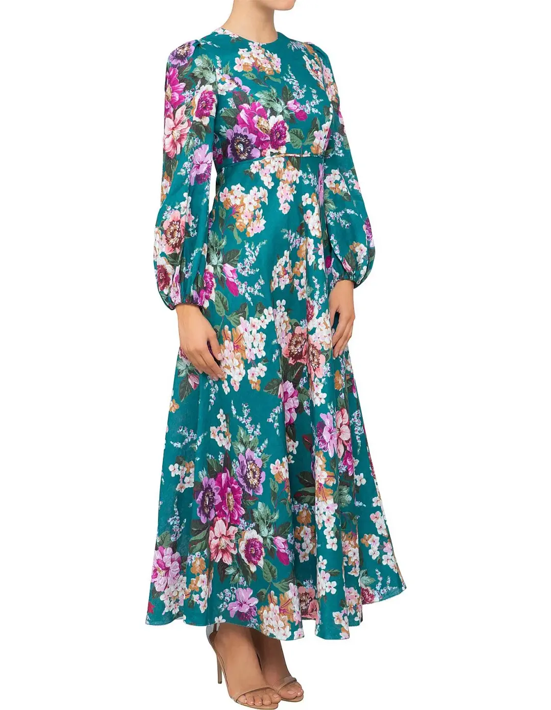 Zimmermann Allia high neck dress in Emerald Floral Size 2/ AU 12 for rent on The Volte - main image