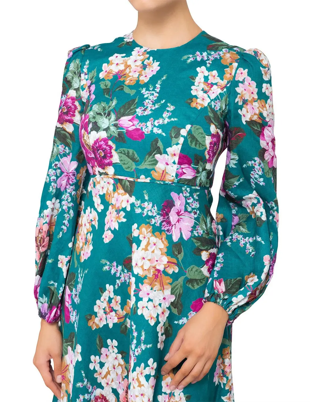 Zimmermann Allia high neck dress in Emerald Floral Size 2/ AU 12 for rent on The Volte - main image