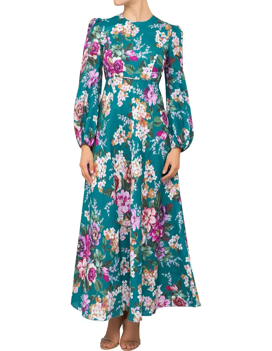 Zimmermann Allia high neck dress in Emerald Floral Size 2/ AU 12 for rent on The Volte - main image