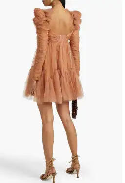 Zimmermann Tulle Ruched Mini Dress Lipstick Size 0P / AU 6P for rent on The Volte - image 2