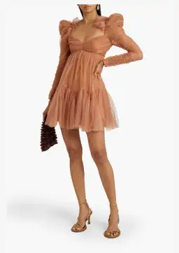 Zimmermann Tulle Ruched Mini Dress Lipstick Size 0P / AU 6P for rent on The Volte - image 1