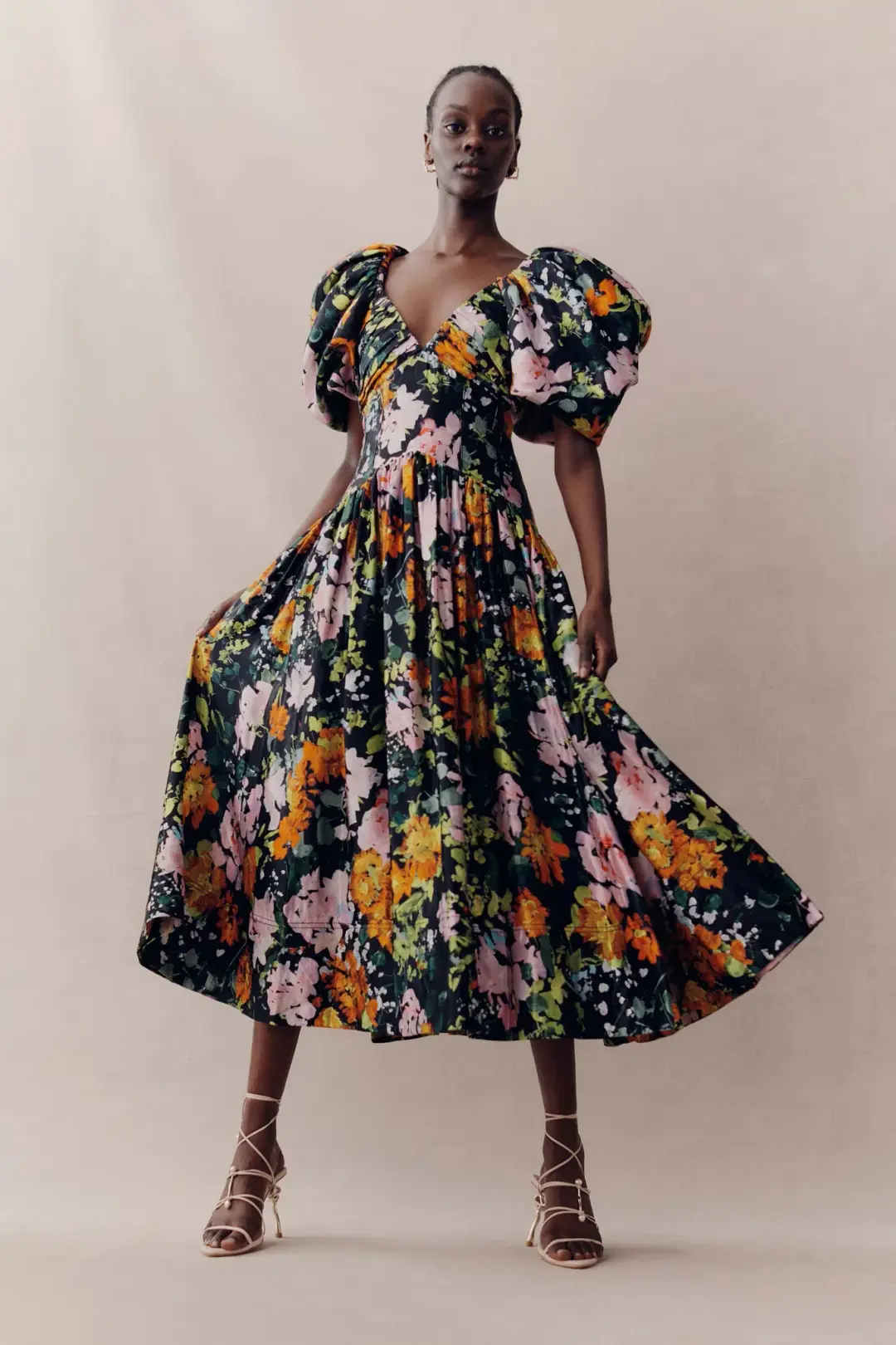 AJE - Gabrielle Plunge Midi Dress Floral - Size 10 for rent on The Volte - main image